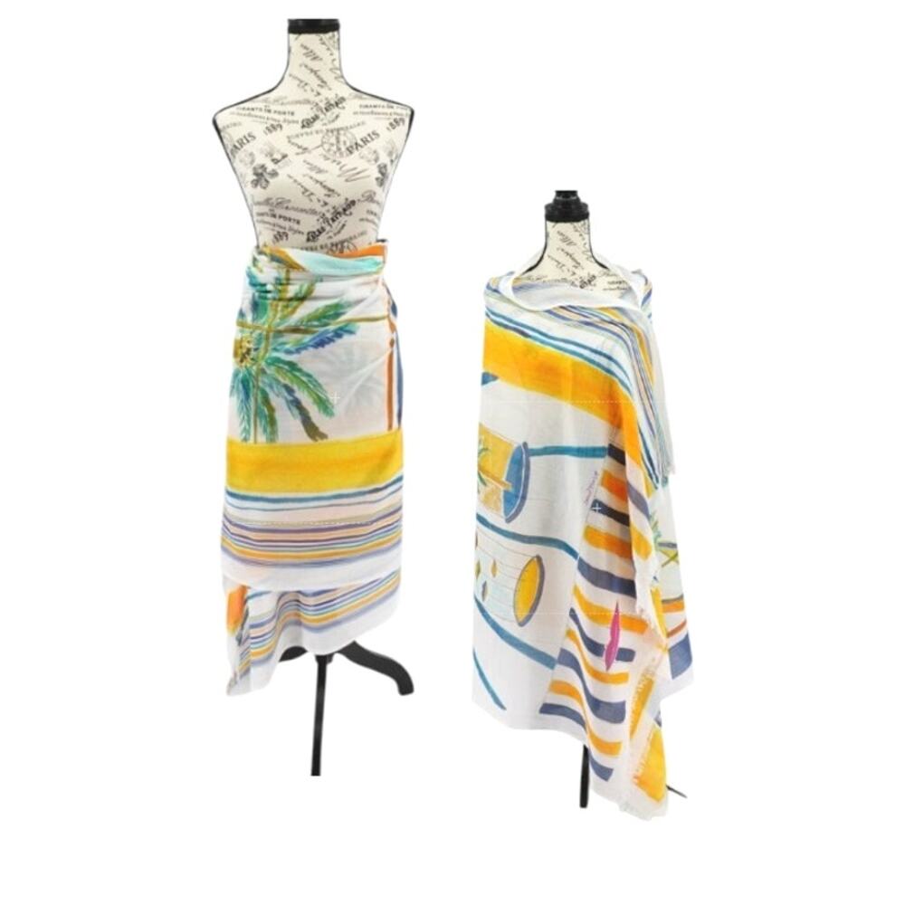 INOUITOOSH Sarong‎ Alma Wrap Scarf Cover-Up Art to Wear Resort Beach Vacation